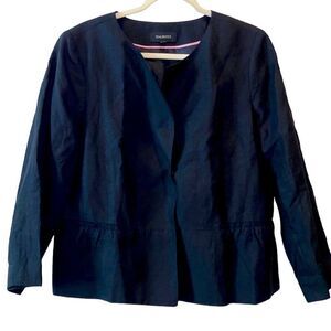 Talbots Black Linen 16 Peplum Back Career Casual Jacket Blazer‌‌‌‌‌‌‌‌‌‌‌‌‌‌‌‌‌‌